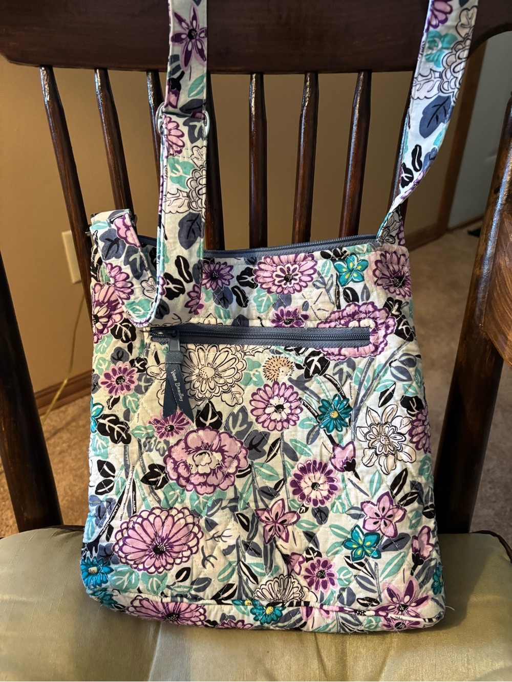 Vera Bradley Quilted Floral Crossbody in Lavender, Teal, Black, White